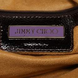 Jimmy Choo Burgundy Patent Leather and Suede Malena Satchel
