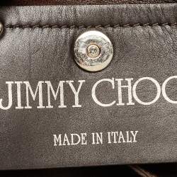 Jimmy Choo Brown/Metallic Python Print Sequins and Leather Bea Tote