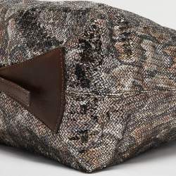 Jimmy Choo Brown/Metallic Python Print Sequins and Leather Bea Tote