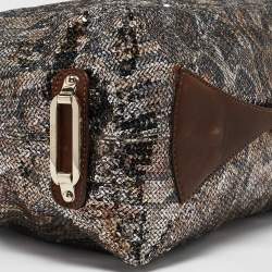 Jimmy Choo Brown/Metallic Python Print Sequins and Leather Bea Tote