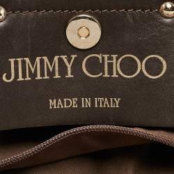 Jimmy Choo Brown/Metallic Python Print Sequins and Leather Bea Tote