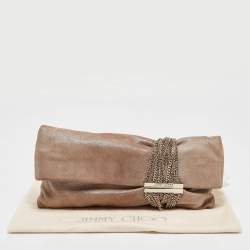 Jimmy Choo Beige Shimmering Suede Chandra Clutch