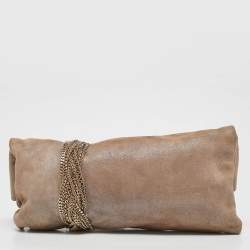 Jimmy Choo Beige Shimmering Suede Chandra Clutch