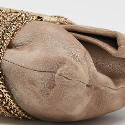 Jimmy Choo Beige Shimmering Suede Chandra Clutch