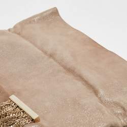 Jimmy Choo Beige Shimmering Suede Chandra Clutch
