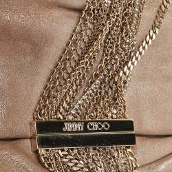 Jimmy Choo Beige Shimmering Suede Chandra Clutch