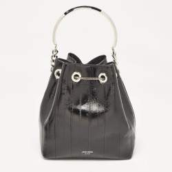 Pre Owned Jimmy Choo Black Eel Leather BonBon Bucket Bag