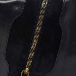 Jimmy Choo Black Leather and Suede Martha Clutch