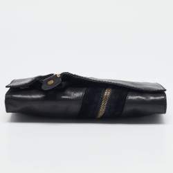 Jimmy Choo Black Leather and Suede Martha Clutch