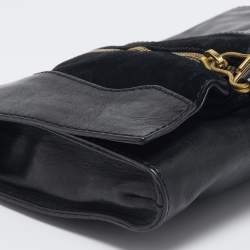 Jimmy Choo Black Leather and Suede Martha Clutch