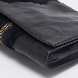 Jimmy Choo Black Leather and Suede Martha Clutch