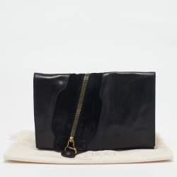 Jimmy Choo Black Leather and Suede Martha Clutch