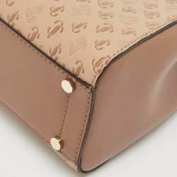Jimmy Choo Two Tone Brown Embossed Leather Mini Varenne Top Handle Bag