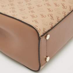 Jimmy Choo Two Tone Brown Embossed Leather Mini Varenne Top Handle Bag