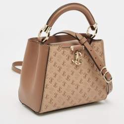 Jimmy Choo Two Tone Brown Embossed Leather Mini Varenne Top Handle Bag