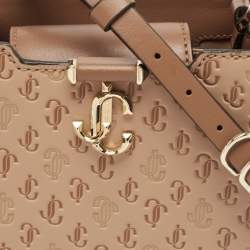 Jimmy Choo Two Tone Brown Embossed Leather Mini Varenne Top Handle Bag