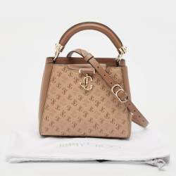 Jimmy Choo Two Tone Brown Embossed Leather Mini Varenne Top Handle Bag