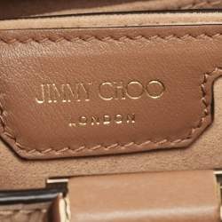 Jimmy Choo Two Tone Brown Embossed Leather Mini Varenne Top Handle Bag