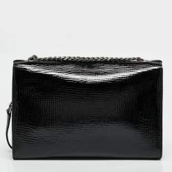 Pre Owned Jimmy Choo Black Patent Leather Rebel Flap Shoulder Bag