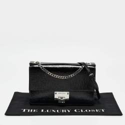 Pre Owned Jimmy Choo Black Patent Leather Rebel Flap Shoulder Bag