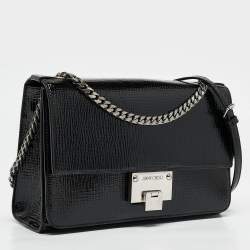Pre Owned Jimmy Choo Black Patent Leather Rebel Flap Shoulder Bag