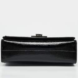 Pre Owned Jimmy Choo Black Patent Leather Rebel Flap Shoulder Bag