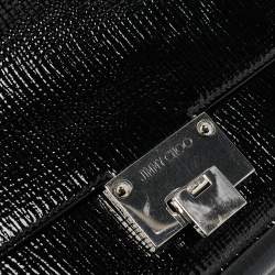 Pre Owned Jimmy Choo Black Patent Leather Rebel Flap Shoulder Bag