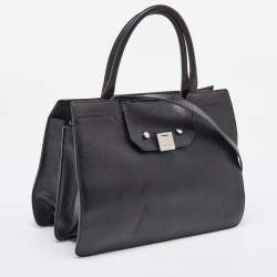Jimmy Choo Black Leather Flap Riley Tote