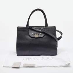Jimmy Choo Black Leather Flap Riley Tote