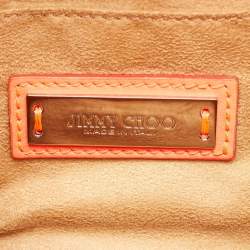 Jimmy Choo Neon Orange Patent Leather Rebel Top Handle Bag