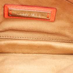 Jimmy Choo Neon Orange Patent Leather Rebel Top Handle Bag