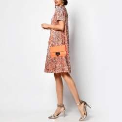 Jimmy Choo Neon Orange Patent Leather Rebel Top Handle Bag