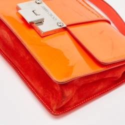 Jimmy Choo Neon Orange Patent Leather Rebel Top Handle Bag