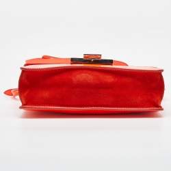 Jimmy Choo Neon Orange Patent Leather Rebel Top Handle Bag