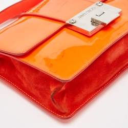 Jimmy Choo Neon Orange Patent Leather Rebel Top Handle Bag