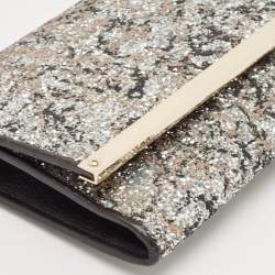 Pre Owned Jimmy Choo Tricolor Glitter and Leather Maia Clutch