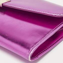 Jimmy Choo Metallic Magenta Leather Clutch