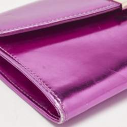 Jimmy Choo Metallic Magenta Leather Clutch