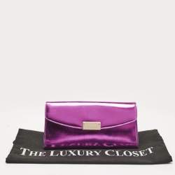 Jimmy Choo Metallic Magenta Leather Clutch