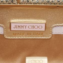 Jimmy Choo Gold Glitter and Lurex Fabric Twill Tube Clutch