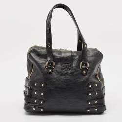 Jimmy Choo Black Textured Leather Blythe M Bag