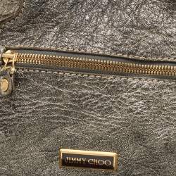 Jimmy Choo Metallic Grey Leather Mahala Tote