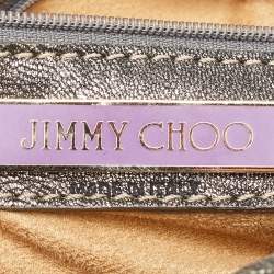 Jimmy Choo Metallic Grey Leather Mahala Tote