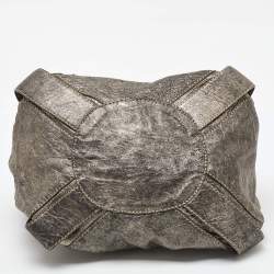 Jimmy Choo Metallic Grey Leather Mahala Tote