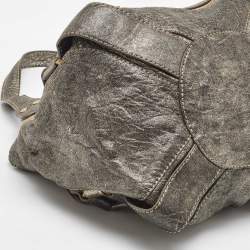 Jimmy Choo Metallic Grey Leather Mahala Tote