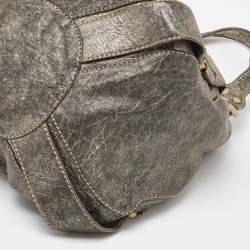 Jimmy Choo Metallic Grey Leather Mahala Tote