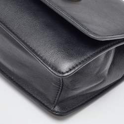 Pre Owned Jimmy Choo Black Leather Logo Flap Crossbody Bag