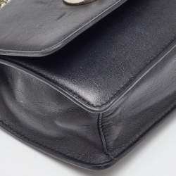 Pre Owned Jimmy Choo Black Leather Logo Flap Crossbody Bag