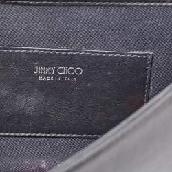 Pre Owned Jimmy Choo Black Leather Logo Flap Crossbody Bag