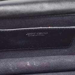 Pre Owned Jimmy Choo Black Leather Logo Flap Crossbody Bag